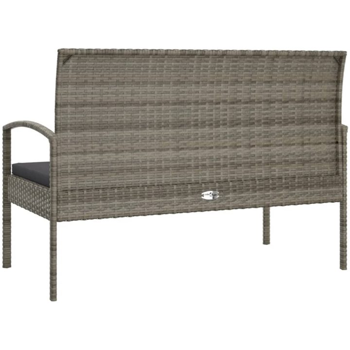 Trädgårdsbänk med dyna grå 105 cm konstrotting vidaXL – bild 5