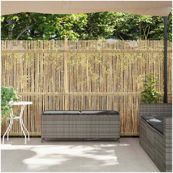 Trädgårdsbänk med dyna grå 110x30x40,5 cm konstrotting vidaXL – bild 3