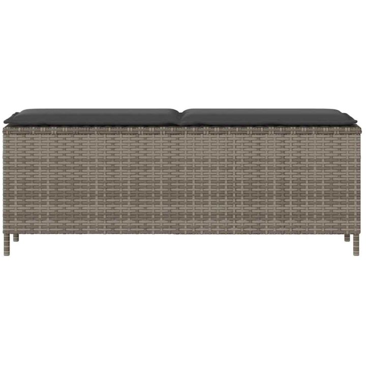Trädgårdsbänk med dyna grå 110x30x40,5 cm konstrotting vidaXL – bild 4
