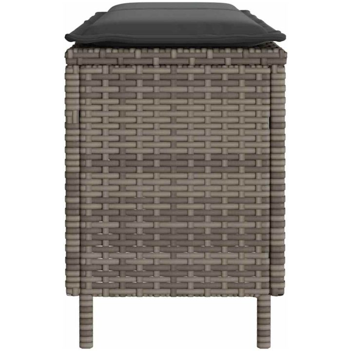Trädgårdsbänk med dyna grå 110x30x40,5 cm konstrotting vidaXL – bild 5