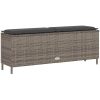 Trädgårdsbänk med dyna grå 110x30x40,5 cm konstrotting vidaXL – miniatyr 6