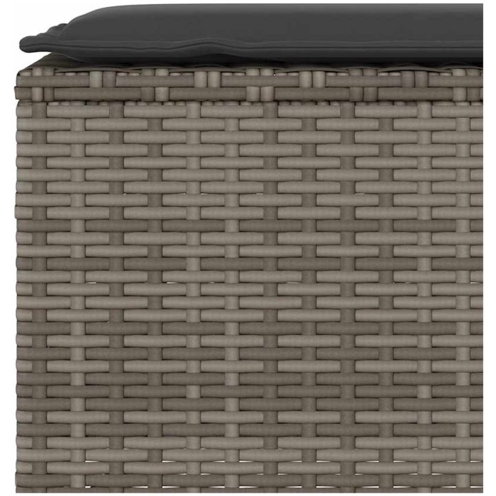 Trädgårdsbänk med dyna grå 110x30x40,5 cm konstrotting vidaXL – bild 7