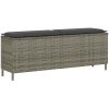 Trädgårdsbänk med dyna grå 110x30x40,5 cm konstrotting vidaXL – miniatyr 1