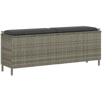 Trädgårdsbänk med dyna grå 110x30x40,5 cm konstrotting vidaXL