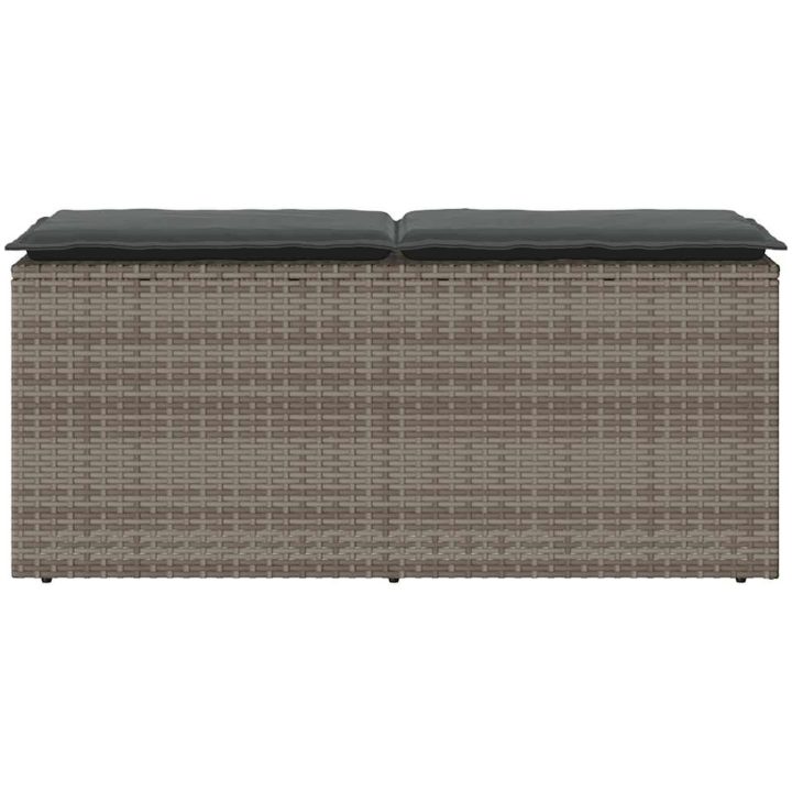 Trädgårdsbänk med dyna grå 110x40x44 cm konstrotting vidaXL – bild 4