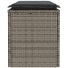 Trädgårdsbänk med dyna grå 110x40x44 cm konstrotting vidaXL – miniatyr 5
