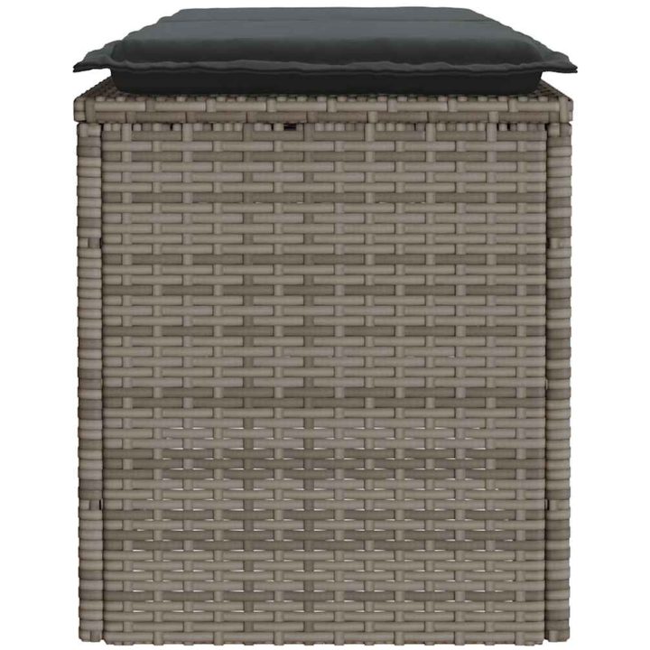 Trädgårdsbänk med dyna grå 110x40x44 cm konstrotting vidaXL – bild 5