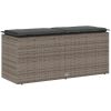Trädgårdsbänk med dyna grå 110x40x44 cm konstrotting vidaXL – miniatyr 6