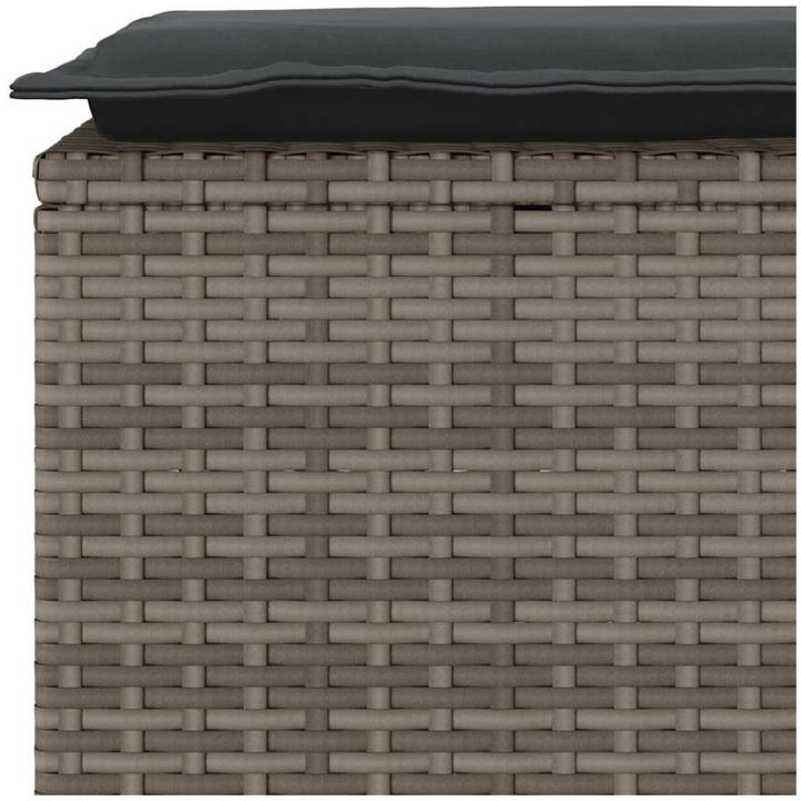 Trädgårdsbänk med dyna grå 110x40x44 cm konstrotting vidaXL – bild 7