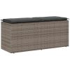 Trädgårdsbänk med dyna grå 110x40x44 cm konstrotting vidaXL – miniatyr 1