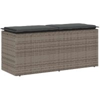 Trädgårdsbänk med dyna grå 110x40x44 cm konstrotting vidaXL
