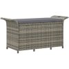 Trädgårdsbänk med dyna grå 116x46x57 cm konstrotting vidaXL 116 x 46 x 57 cm – miniatyr 2