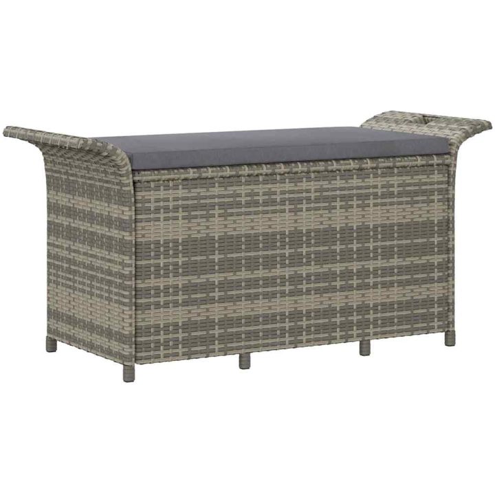 Trädgårdsbänk med dyna grå 116x46x57 cm konstrotting vidaXL 116 x 46 x 57 cm – bild 2