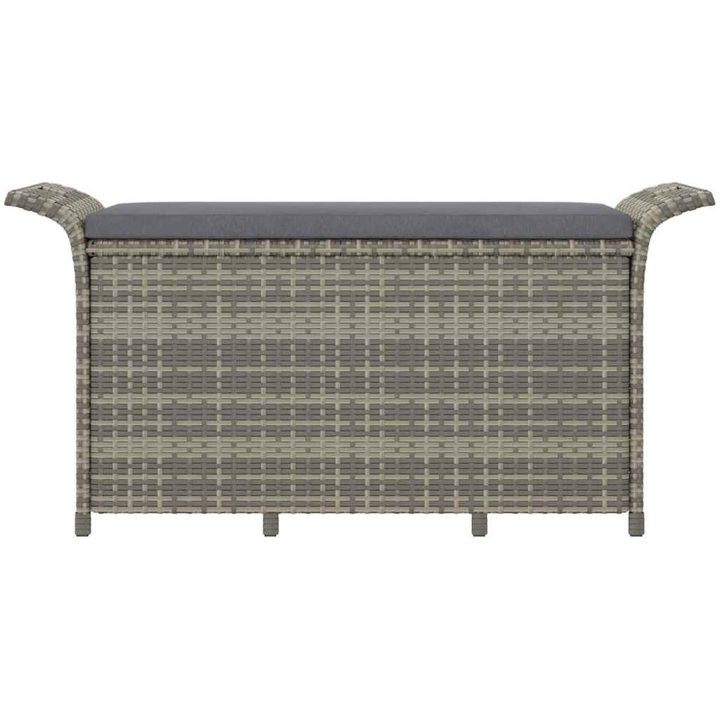 Trädgårdsbänk med dyna grå 116x46x57 cm konstrotting vidaXL 116 x 46 x 57 cm – bild 4