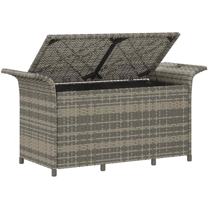 Trädgårdsbänk med dyna grå 116x46x57 cm konstrotting vidaXL 116 x 46 x 57 cm – bild 6
