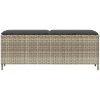 Trädgårdsbänk med dyna ljusgrå 110x30x40,5 cm konstrotting vidaXL – miniatyr 4