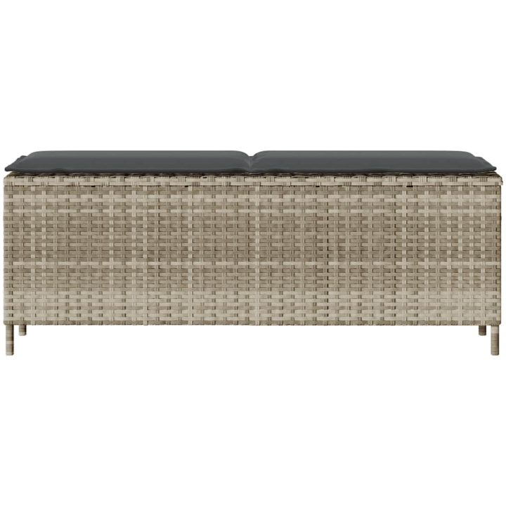 Trädgårdsbänk med dyna ljusgrå 110x30x40,5 cm konstrotting vidaXL – bild 4
