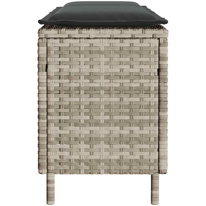 Trädgårdsbänk med dyna ljusgrå 110x30x40,5 cm konstrotting vidaXL – bild 5