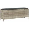Trädgårdsbänk med dyna ljusgrå 110x30x40,5 cm konstrotting vidaXL – miniatyr 6