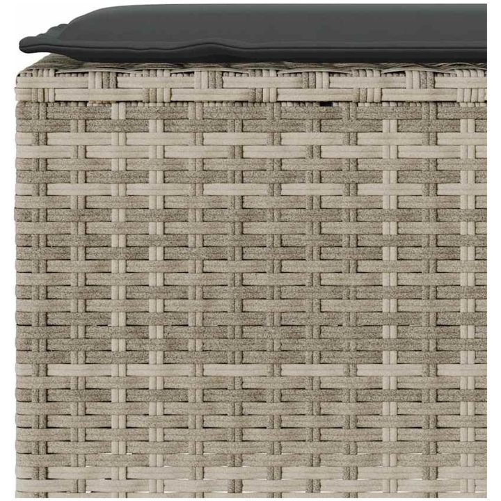 Trädgårdsbänk med dyna ljusgrå 110x30x40,5 cm konstrotting vidaXL – bild 7