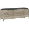 Trädgårdsbänk med dyna ljusgrå 110x30x40,5 cm konstrotting vidaXL – miniatyr 1