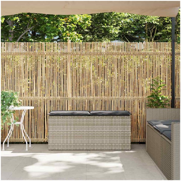 Trädgårdsbänk med dyna ljusgrå 110x40x44 cm konstrotting vidaXL – bild 3