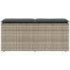 Trädgårdsbänk med dyna ljusgrå 110x40x44 cm konstrotting vidaXL – miniatyr 4