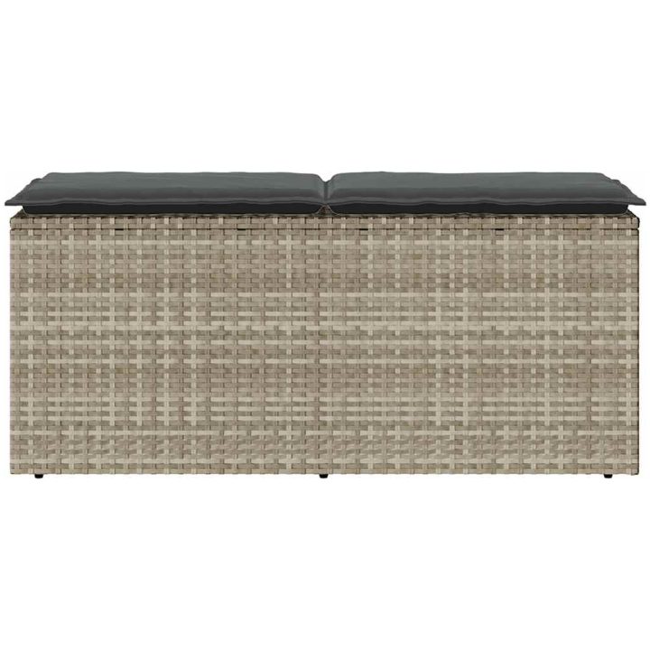 Trädgårdsbänk med dyna ljusgrå 110x40x44 cm konstrotting vidaXL – bild 4