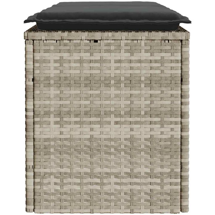 Trädgårdsbänk med dyna ljusgrå 110x40x44 cm konstrotting vidaXL – bild 5