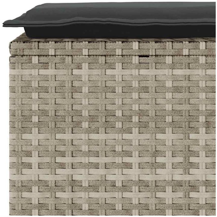 Trädgårdsbänk med dyna ljusgrå 110x40x44 cm konstrotting vidaXL – bild 7