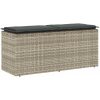 Trädgårdsbänk med dyna ljusgrå 110x40x44 cm konstrotting vidaXL – miniatyr 1