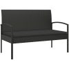 Trädgårdsbänk med dyna svart 105 cm konstrotting vidaXL – miniatyr 2