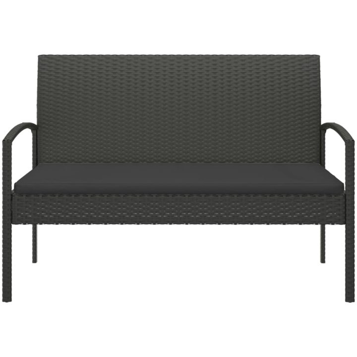 Trädgårdsbänk med dyna svart 105 cm konstrotting vidaXL – bild 3