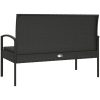 Trädgårdsbänk med dyna svart 105 cm konstrotting vidaXL – miniatyr 5