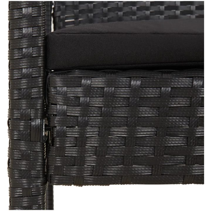 Trädgårdsbänk med dyna svart 105 cm konstrotting vidaXL – bild 6
