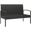 Trädgårdsbänk med dyna svart 105 cm konstrotting vidaXL – miniatyr 7