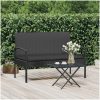 Trädgårdsbänk med dyna svart 105 cm konstrotting vidaXL – miniatyr 1