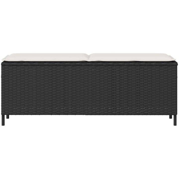 Trädgårdsbänk med dyna svart 110x30x40,5 cm konstrotting vidaXL – bild 4