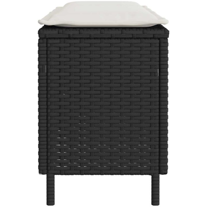 Trädgårdsbänk med dyna svart 110x30x40,5 cm konstrotting vidaXL – bild 5