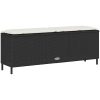 Trädgårdsbänk med dyna svart 110x30x40,5 cm konstrotting vidaXL – miniatyr 6