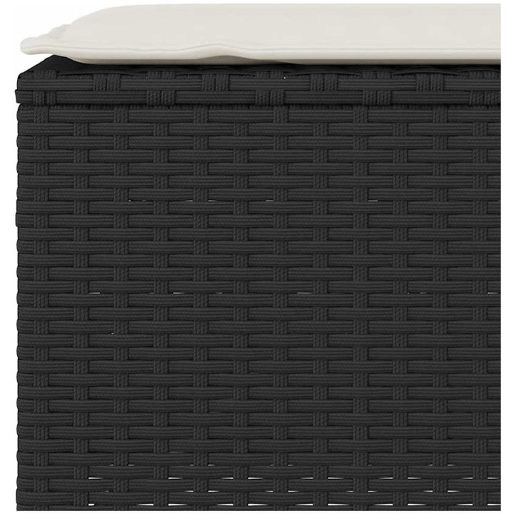 Trädgårdsbänk med dyna svart 110x30x40,5 cm konstrotting vidaXL – bild 7