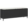 Trädgårdsbänk med dyna svart 110x30x40,5 cm konstrotting vidaXL – miniatyr 1