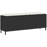 Trädgårdsbänk med dyna svart 110x30x40,5 cm konstrotting vidaXL