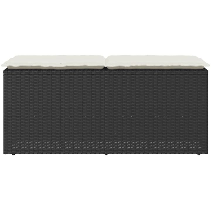 Trädgårdsbänk med dyna svart 110x40x44 cm konstrotting vidaXL – bild 4