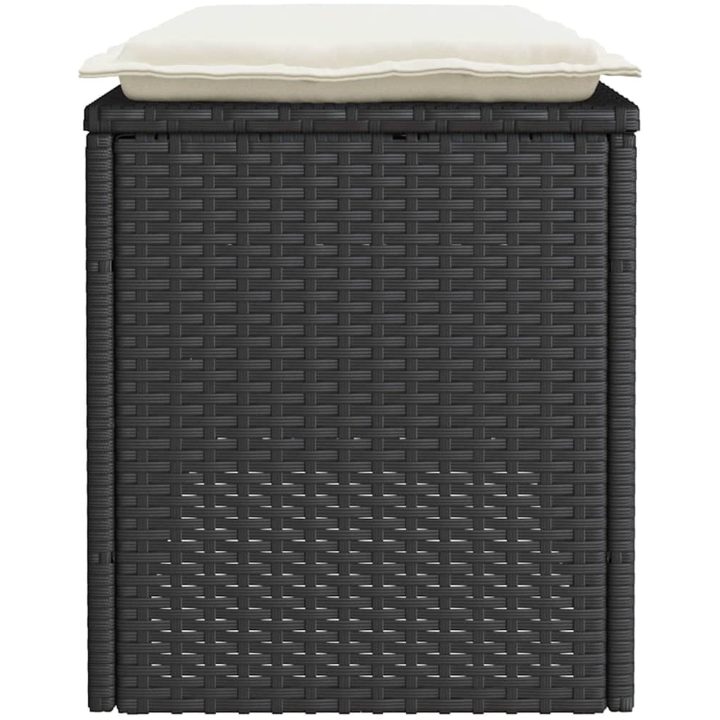 Trädgårdsbänk med dyna svart 110x40x44 cm konstrotting vidaXL – bild 5