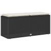 Trädgårdsbänk med dyna svart 110x40x44 cm konstrotting vidaXL – miniatyr 6