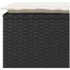 Trädgårdsbänk med dyna svart 110x40x44 cm konstrotting vidaXL – miniatyr 7