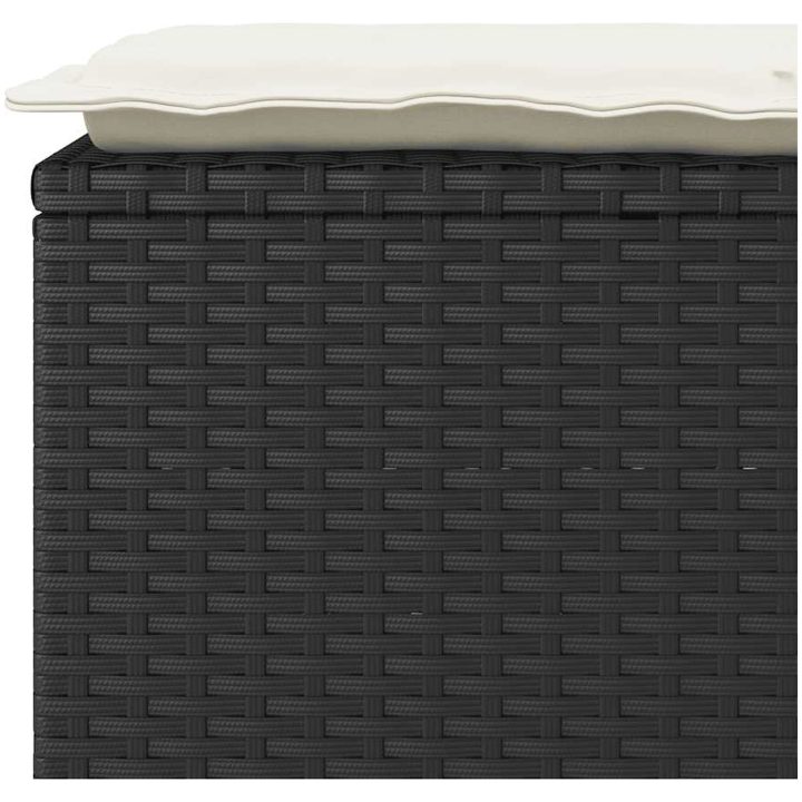 Trädgårdsbänk med dyna svart 110x40x44 cm konstrotting vidaXL – bild 7
