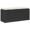 Trädgårdsbänk med dyna svart 110x40x44 cm konstrotting vidaXL – miniatyr 1