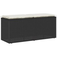 Trädgårdsbänk med dyna svart 110x40x44 cm konstrotting vidaXL